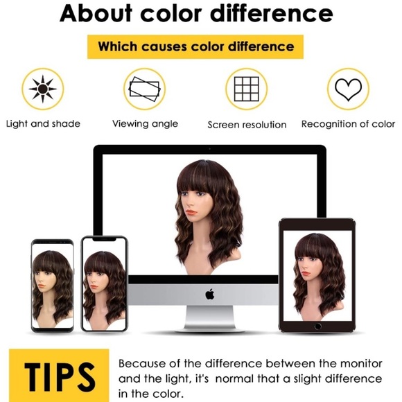 Highlight Dark Brown Wigs/ Bangs - Picture 5 of 6